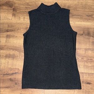 DANA BUCHMAN Charcoal Sleeveless Turtleneck Sweater